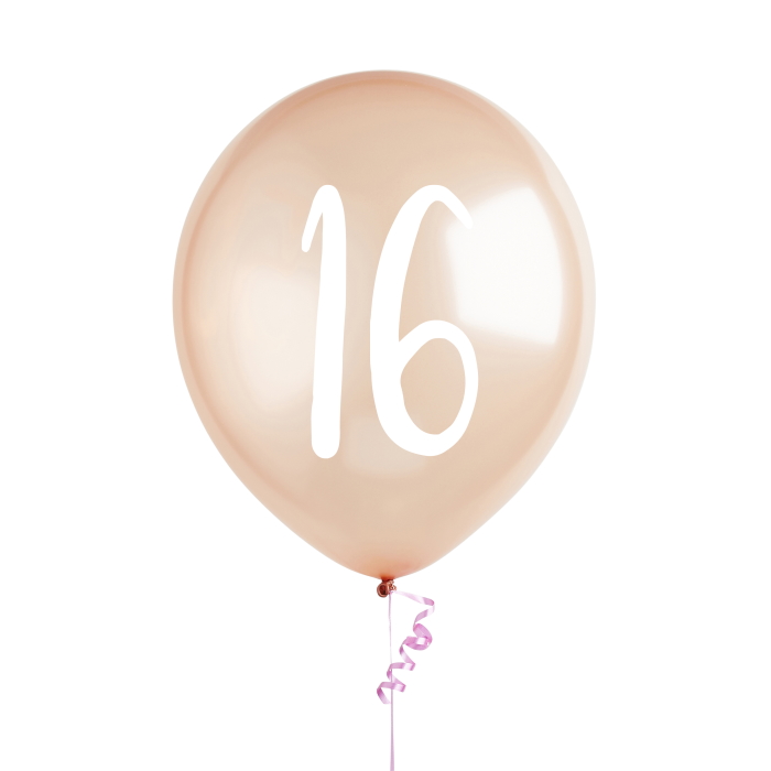 Rose Gold 16th Birthday Latex Balloons Pack of 5 image 2